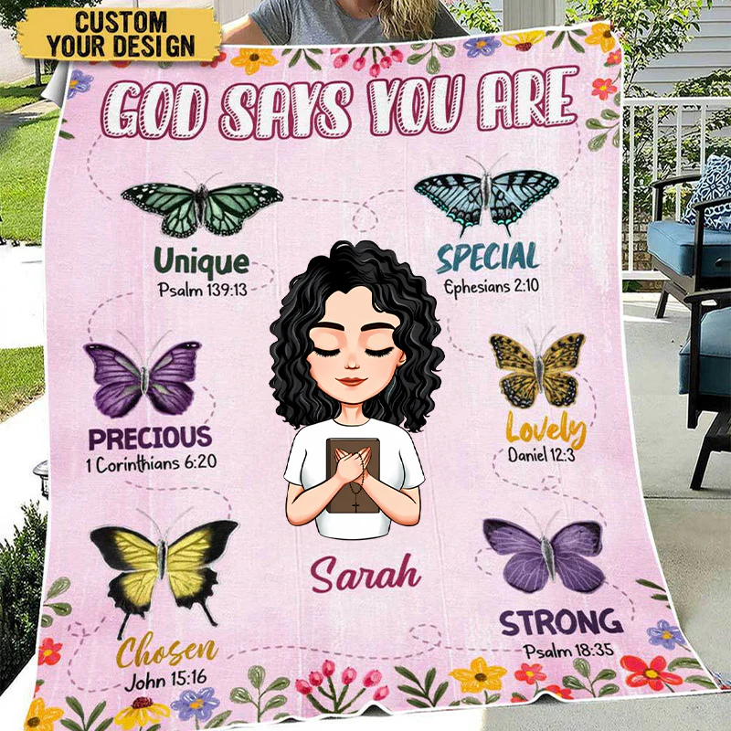 God Says You Are Unique - Personalized Blanket - Meaningful Gift For Birthday | CLGOD05 TD118 - Image 3