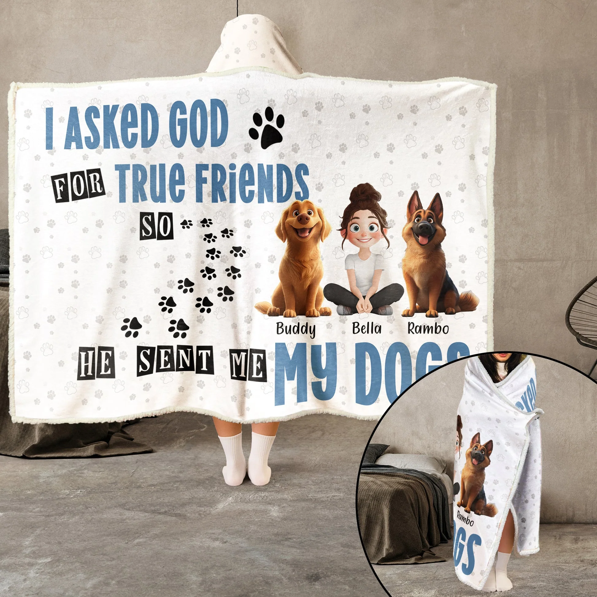 God Sent Me My Cartoon Dog - Personalized Wearable Hooded Blanket - Gift For Pet Lovers, Dog Lovers | CLP15 NA94 - Image 3