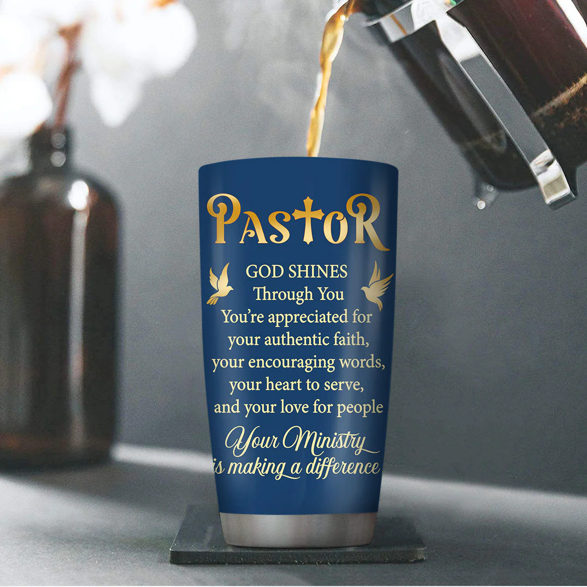 God Shines Through You - Personalized Stainless Steel Tumbler - Image 2