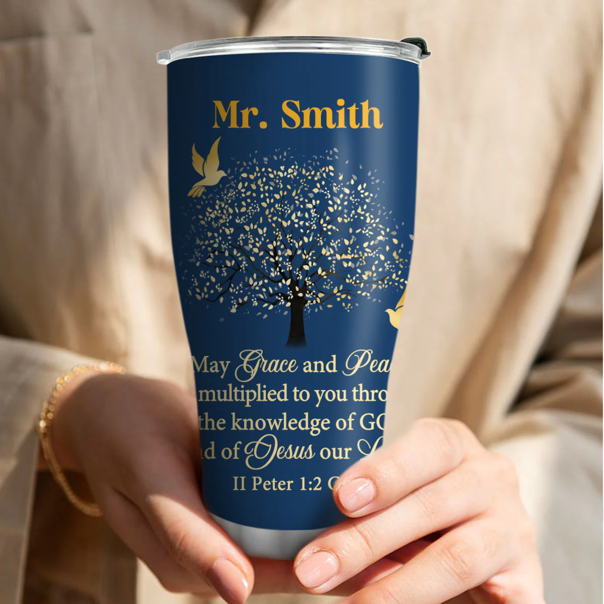 God Shines Through You - Personalized Stainless Steel Tumbler - Image 3