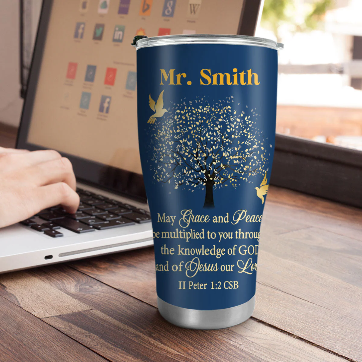 God Shines Through You - Personalized Stainless Steel Tumbler - Image 5