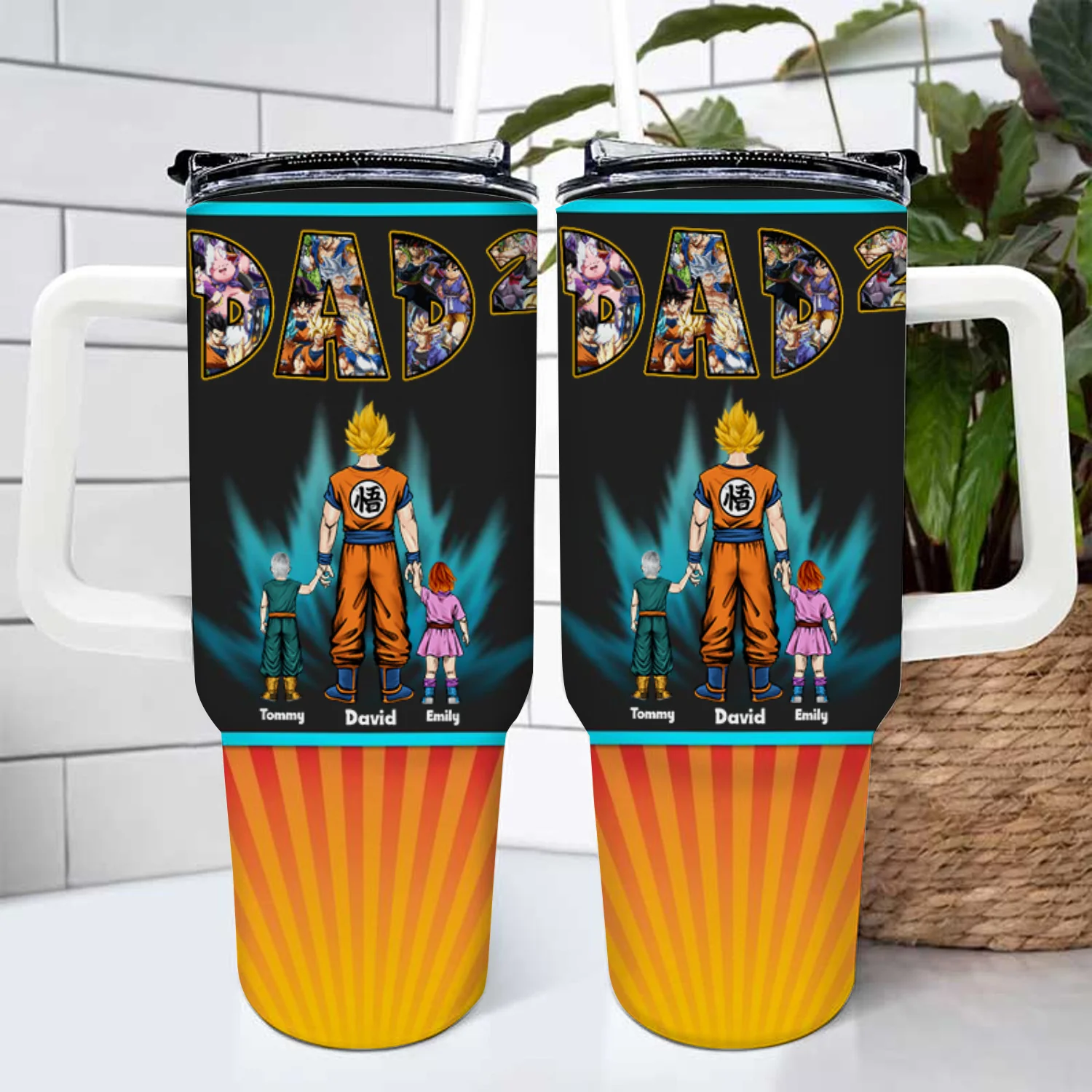 Goku San Daddy's Team - Gift For Father's Day, Dad, Husband - Personalized 40oz Tumbler Cup With Straw - Image 2