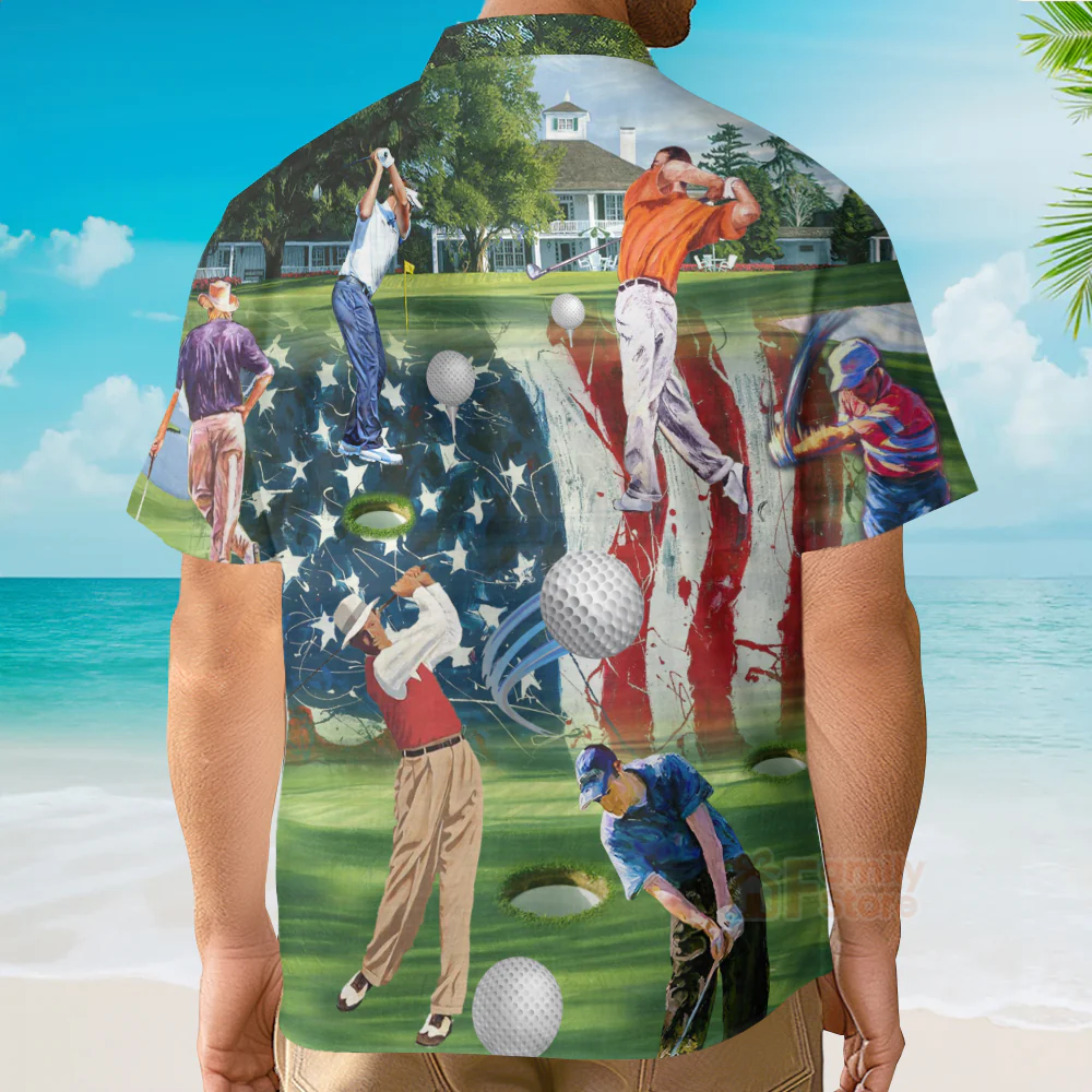 Golf Independence Day American Flag - Hawaiian Shirt - Image 4