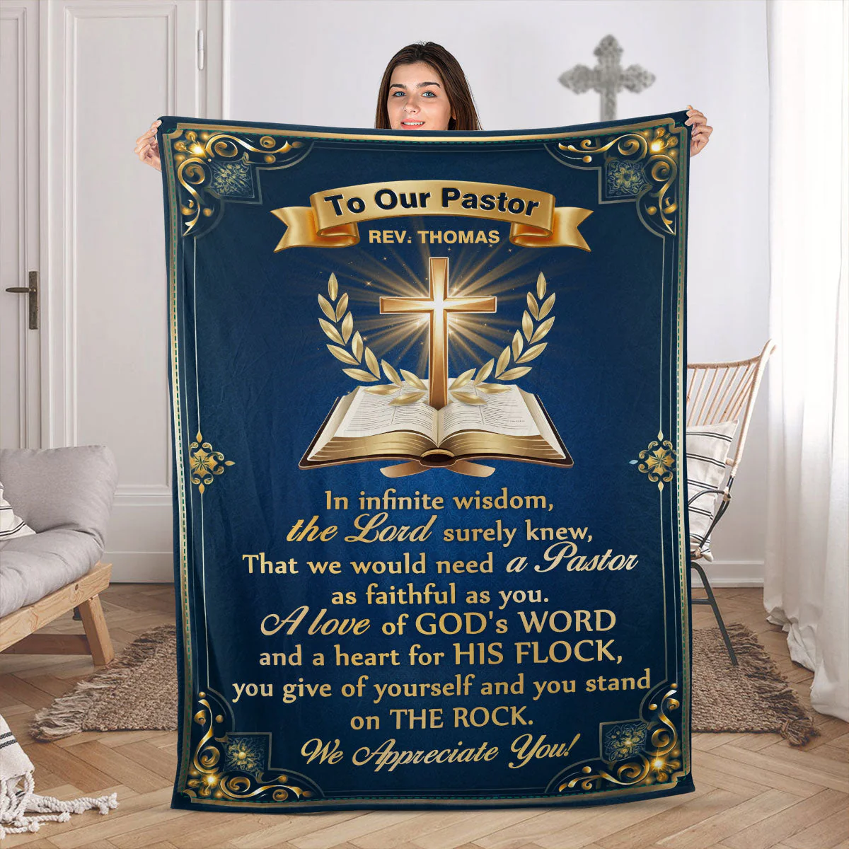 Grace Pastor - Personalized Fleece Blanket | TD118