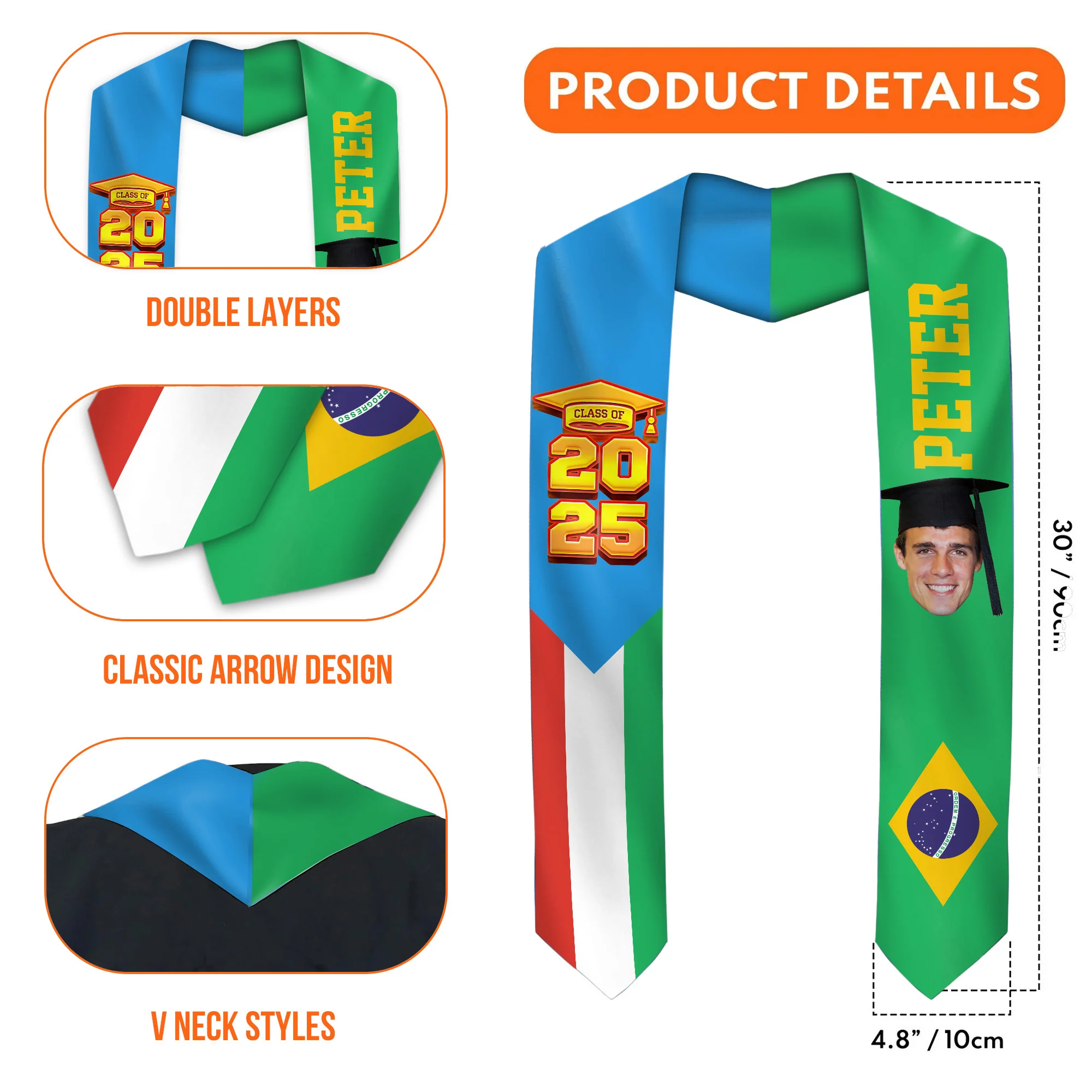 Graduation Flags - Personalized Graduation Stoles - Graduation Gift, Senior Gift | Custom Photo NH96 - Image 5