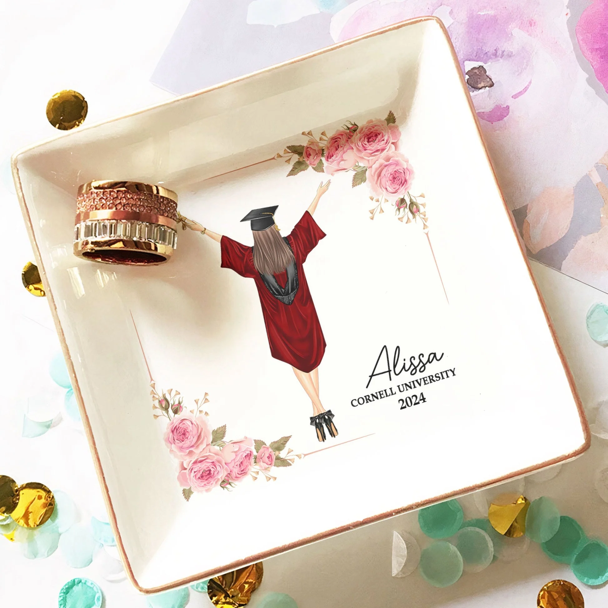 Graduation Gift Jewelry Dish - Personalized Jewelry Dish - GR4 PT - Image 2