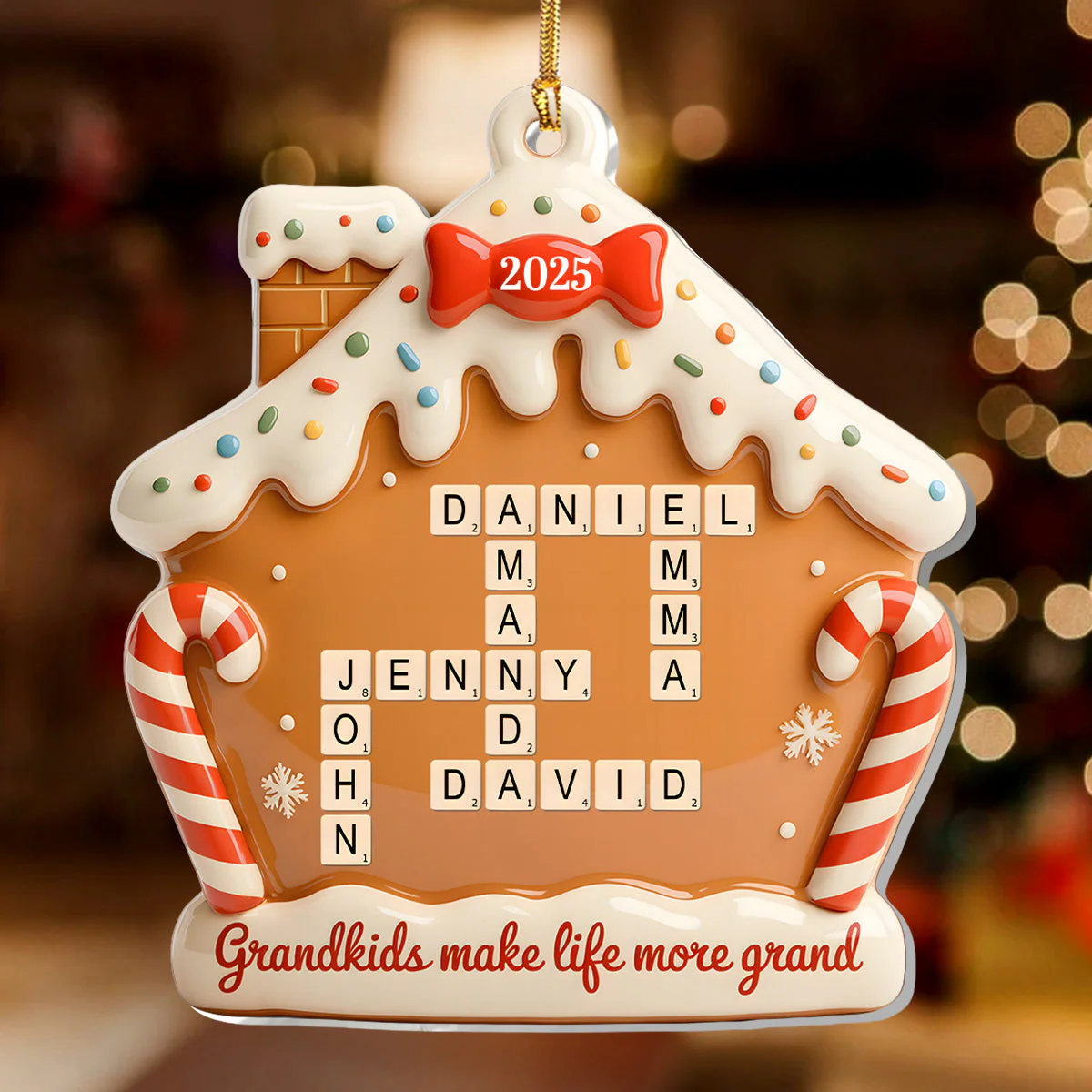 Grandkids Make Life More Grand - Personalized 1-Layer Acrylic Ornament TD118 - Image 2