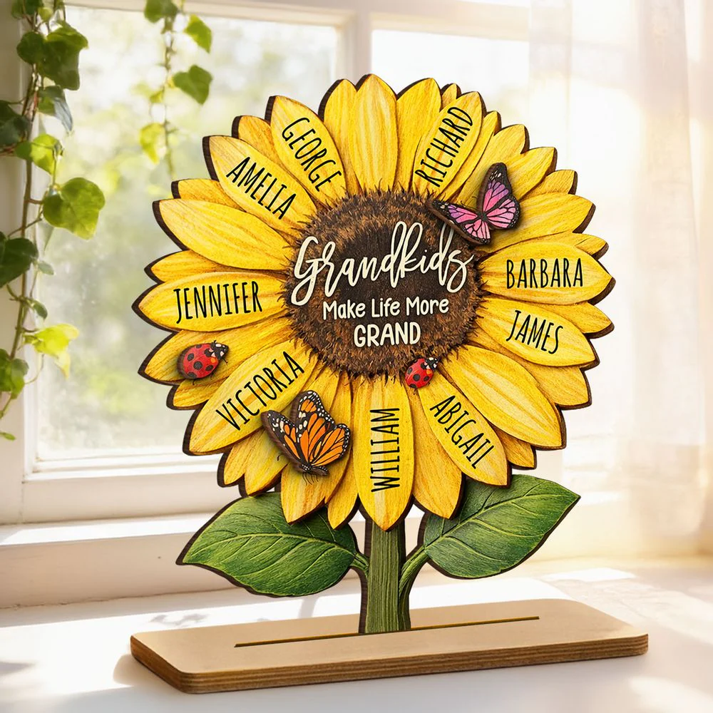 Grandkids Make Life More Grand - Personalized Wooden Plaque - Gift For Mom, Grandma HN02 - Image 3
