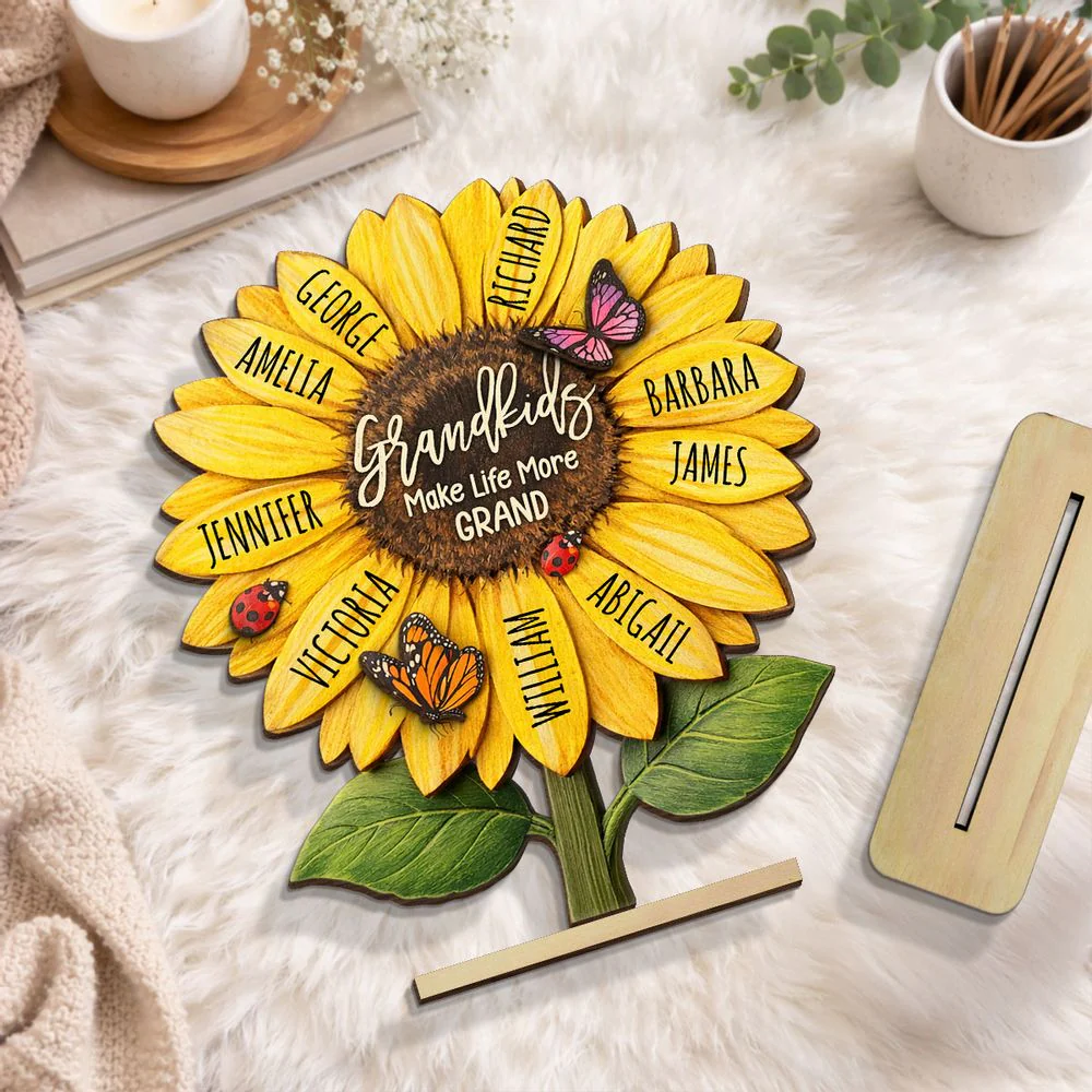 Grandkids Make Life More Grand - Personalized Wooden Plaque - Gift For Mom, Grandma HN02 - Image 4