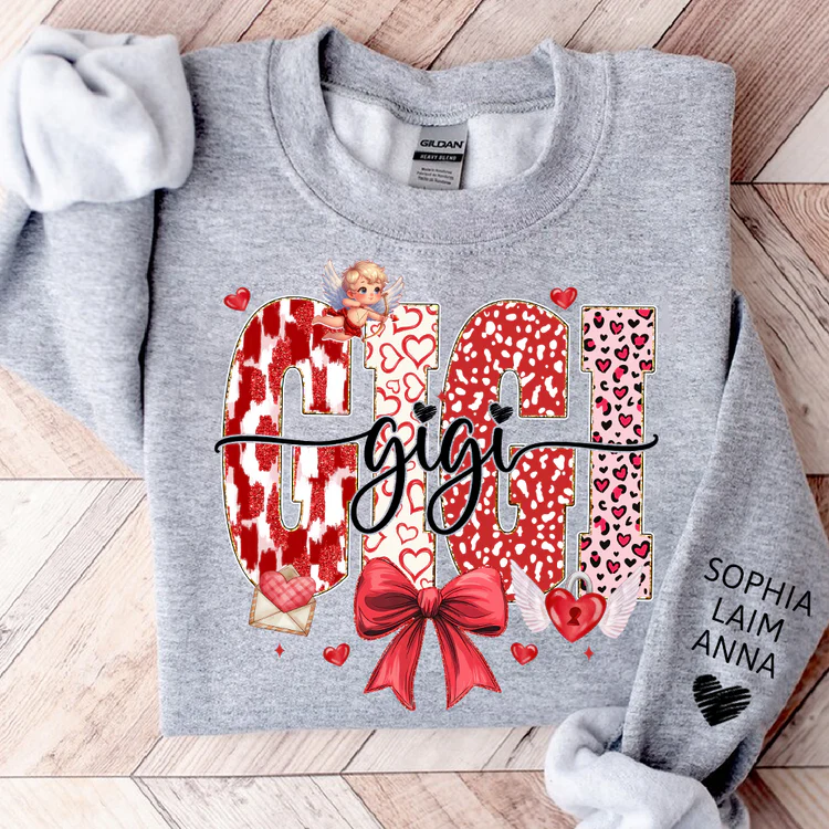 Grandma and Grandchild - Personalized Sweatshirt With Design On Sleeve - Gift For Mom, Grandma | HN02 - Image 2