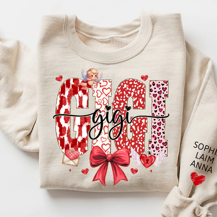 Grandma and Grandchild - Personalized Sweatshirt With Design On Sleeve - Gift For Mom, Grandma | HN02 - Image 3