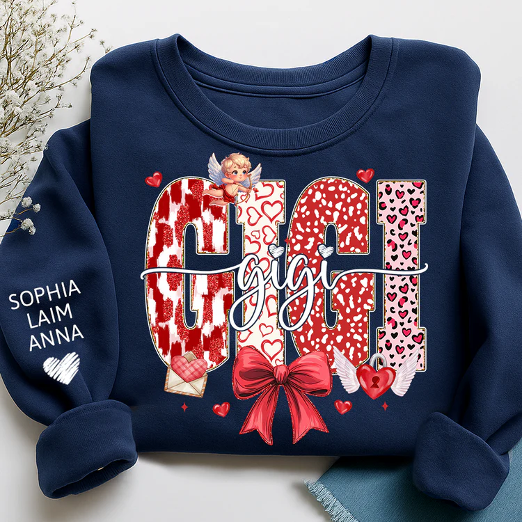 Grandma and Grandchild - Personalized Sweatshirt With Design On Sleeve - Gift For Mom, Grandma | HN02 - Image 5