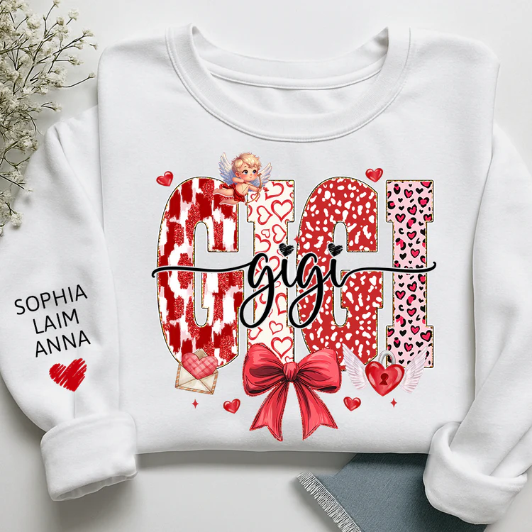Grandma and Grandchild - Personalized Sweatshirt With Design On Sleeve - Gift For Mom, Grandma | HN02 - Image 6