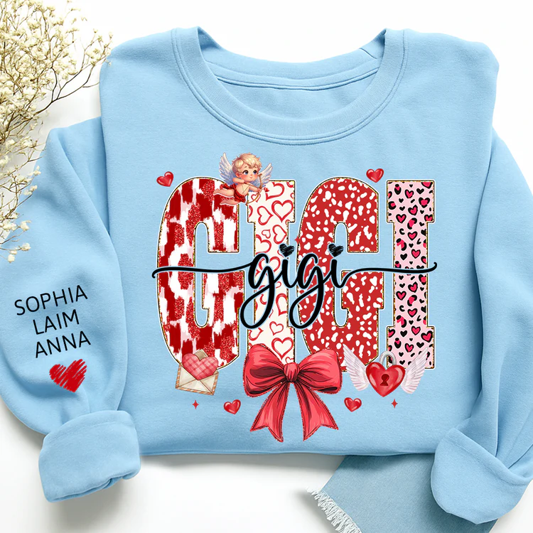 Grandma and Grandchild - Personalized Sweatshirt With Design On Sleeve - Gift For Mom, Grandma | HN02 - Image 7