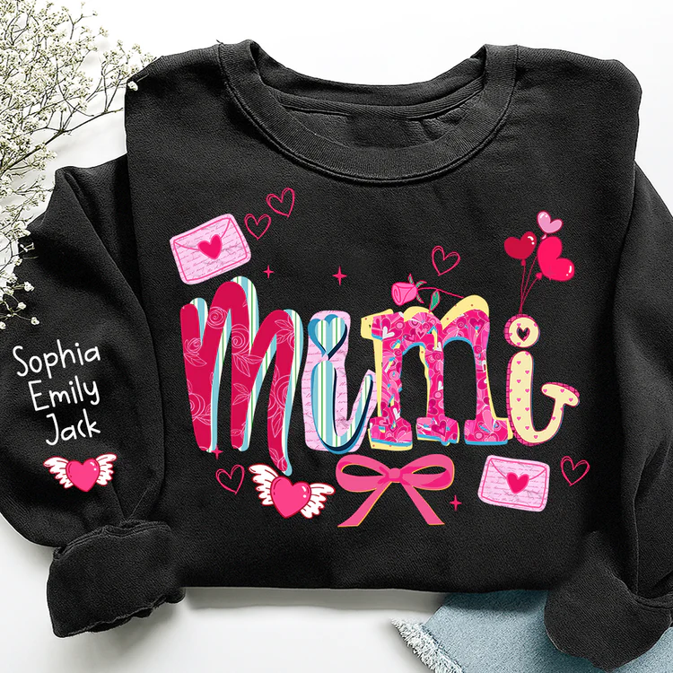 Grandma Brushstroke - Personalized Sweatshirt With Design On Sleeve - Gift For Mom, Grandma | HN02 - Image 6