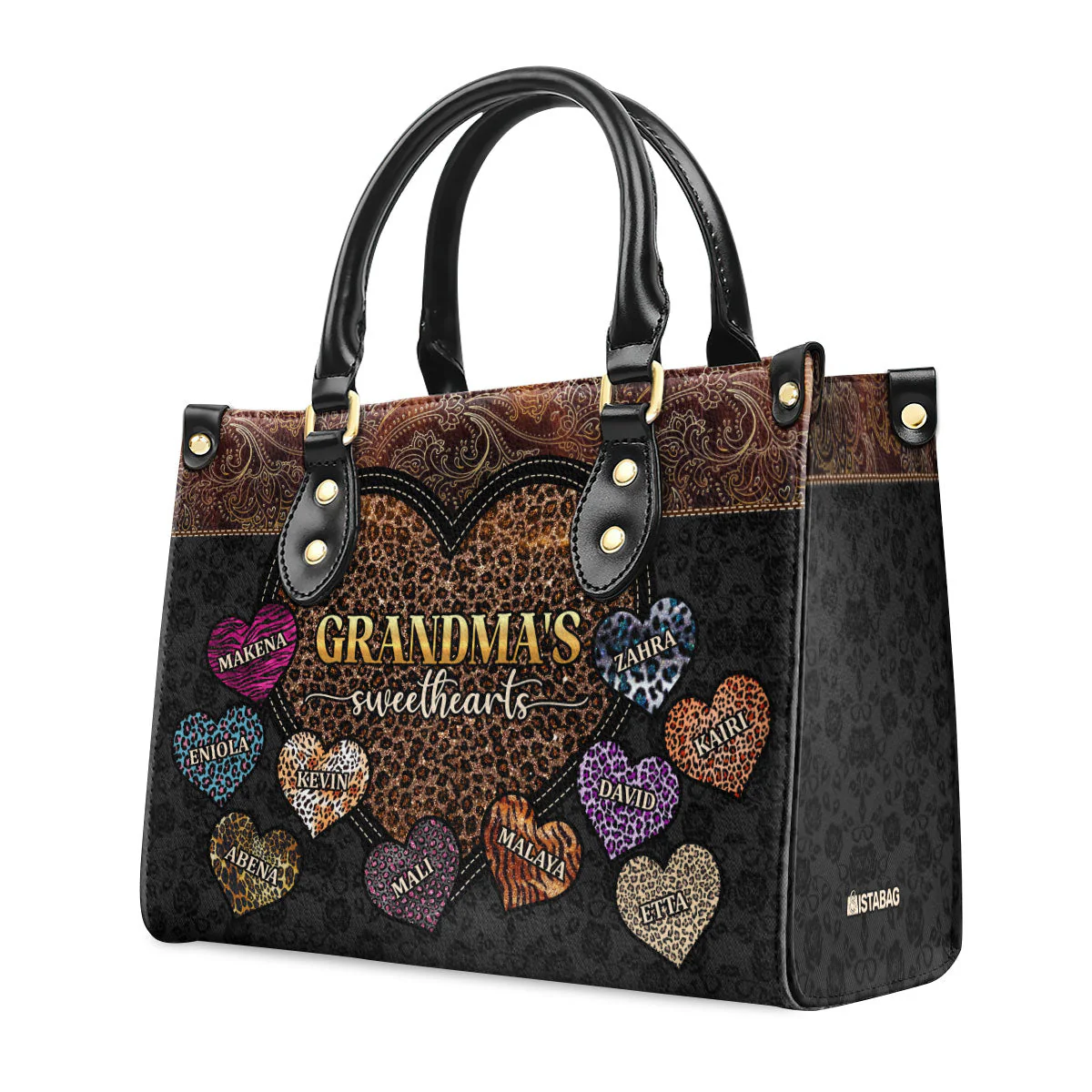 Grandma’s Sweethearts - Personalized Leather Handbag - Gift For African Grandma HD95 - Image 5