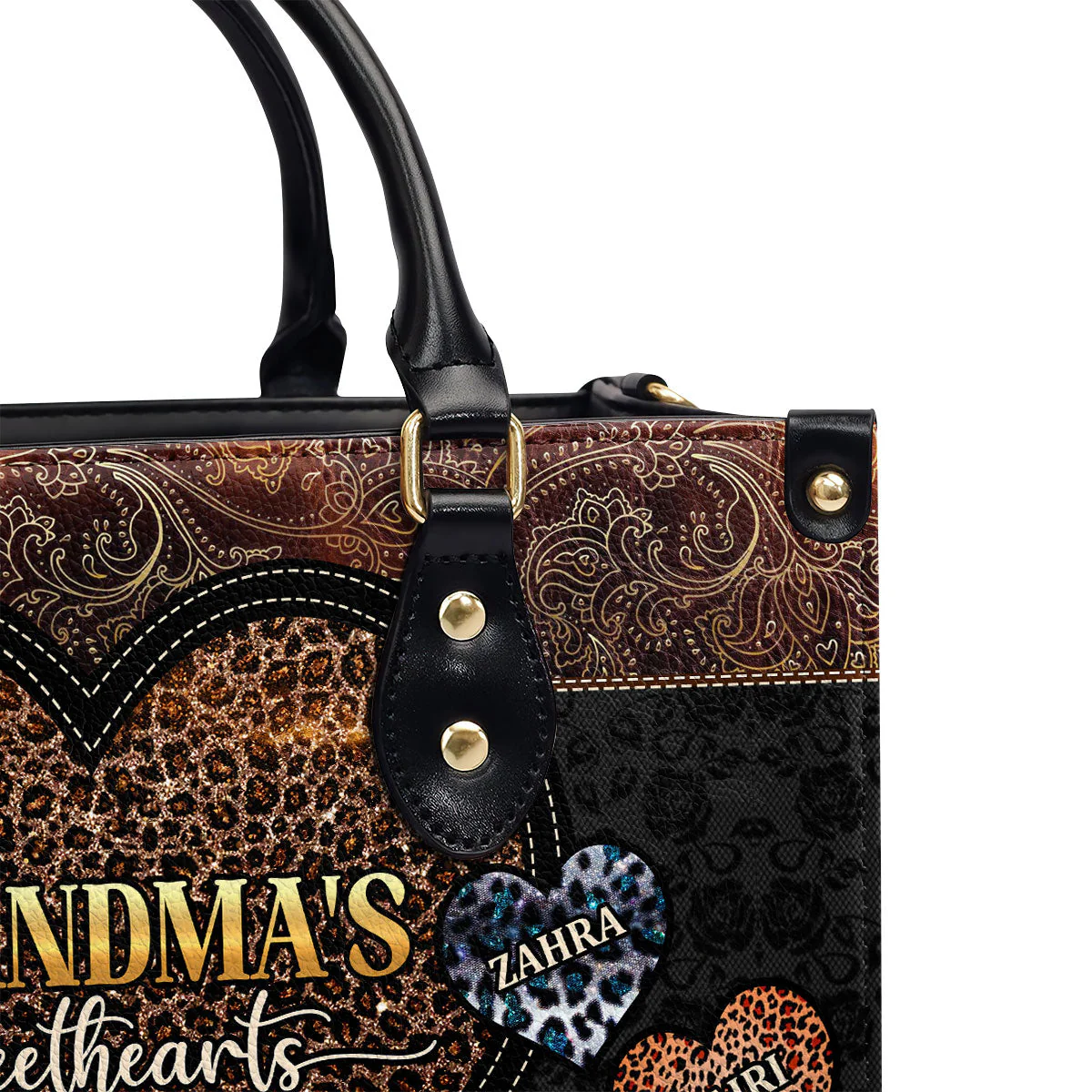 Grandma’s Sweethearts - Personalized Leather Handbag - Gift For African Grandma HD95 - Image 6