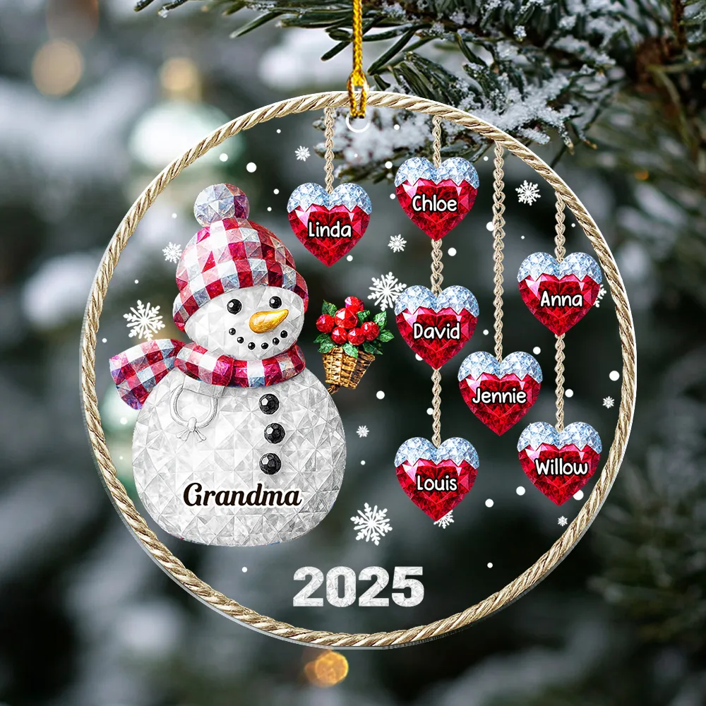 Grandma Snowman - Personalized Acrylic Ornament - Christmas Gift For Family, Grandma, Grandkids HH01 - Image 4