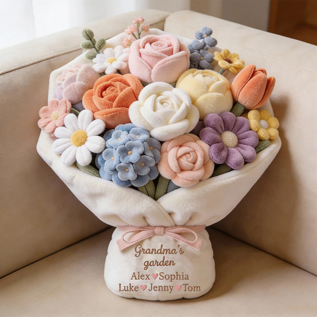 Grandma's Flowers Bouquet  - Personalized Custom Shape Pillow - Gift For Grandma, Mom, Kids | HH01