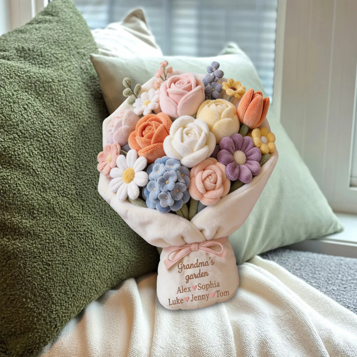 Grandma's Flowers Bouquet  - Personalized Custom Shape Pillow - Gift For Grandma, Mom, Kids | HH01 - Image 5