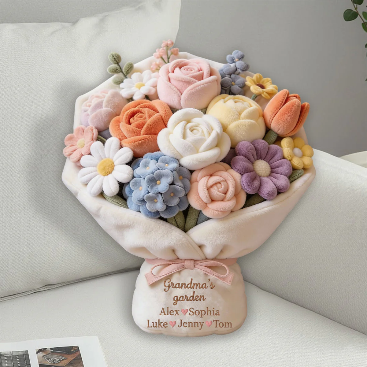 Grandma's Flowers Bouquet  - Personalized Custom Shape Pillow - Gift For Grandma, Mom, Kids | HH01 - Image 7