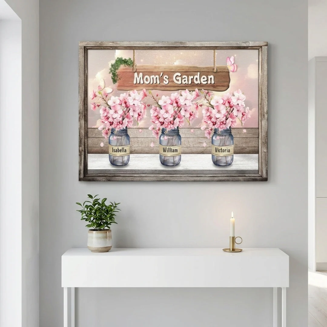 Grandma's Garden Cherry Blossom - Personalized Canvas Poster - Gift For Mom, Grandma HN02 - Image 3