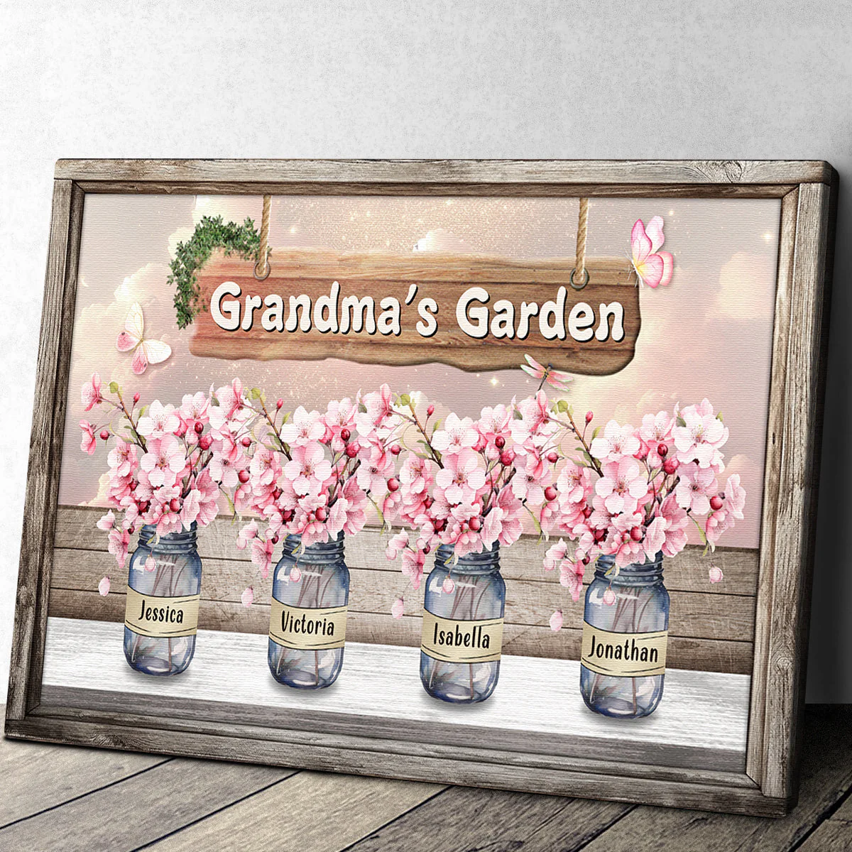 Grandma's Garden Cherry Blossom - Personalized Canvas Poster - Gift For Mom, Grandma HN02 - Image 4