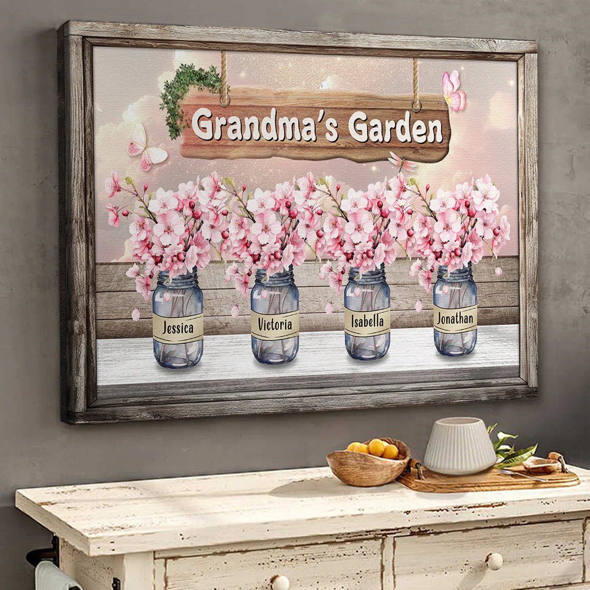 Grandma's Garden Cherry Blossom - Personalized Canvas Poster - Gift For Mom, Grandma HN02 - Image 6
