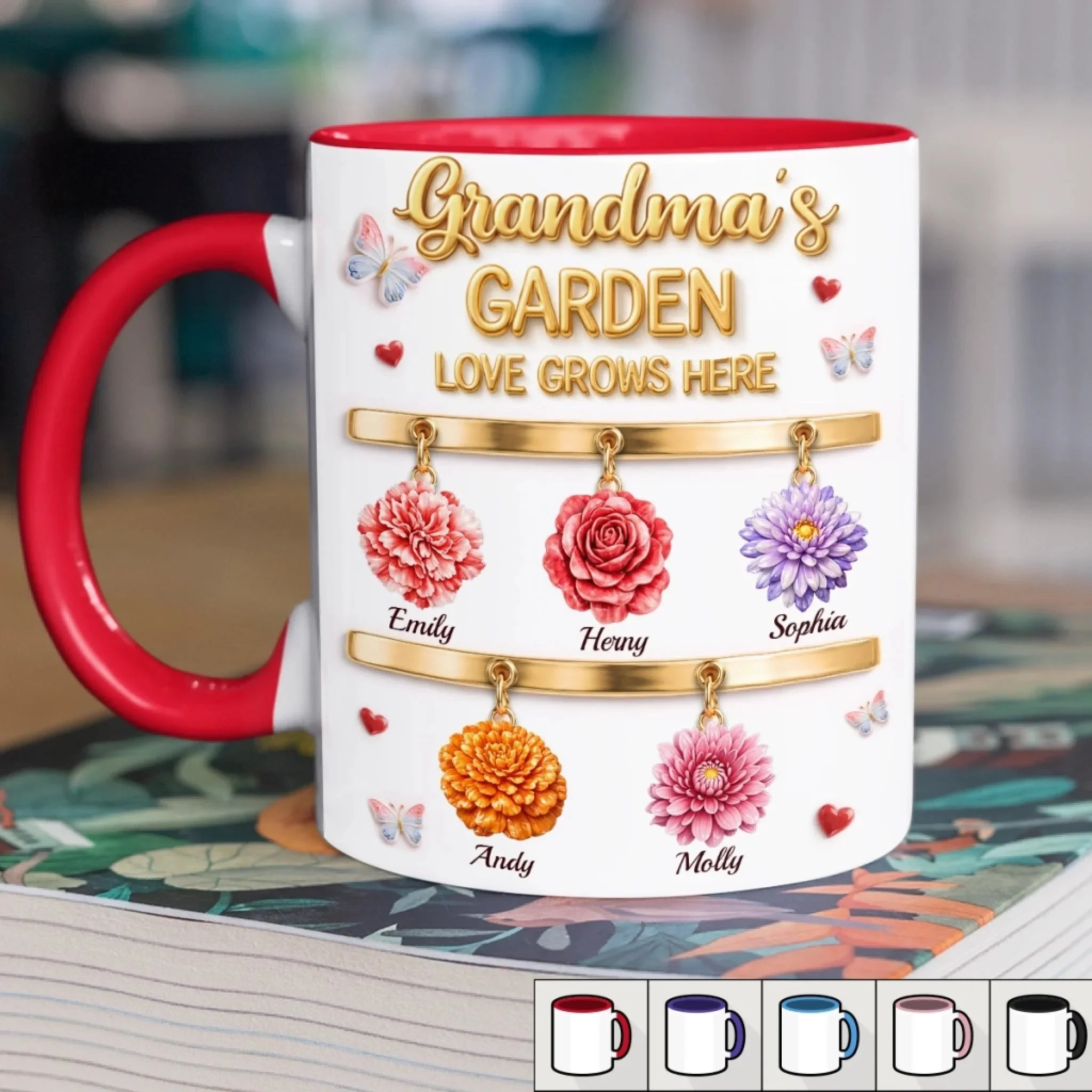 Grandma's Garden Love Grows Here - Personalized Accent Mug - Gift For Mom, Grandma HN02