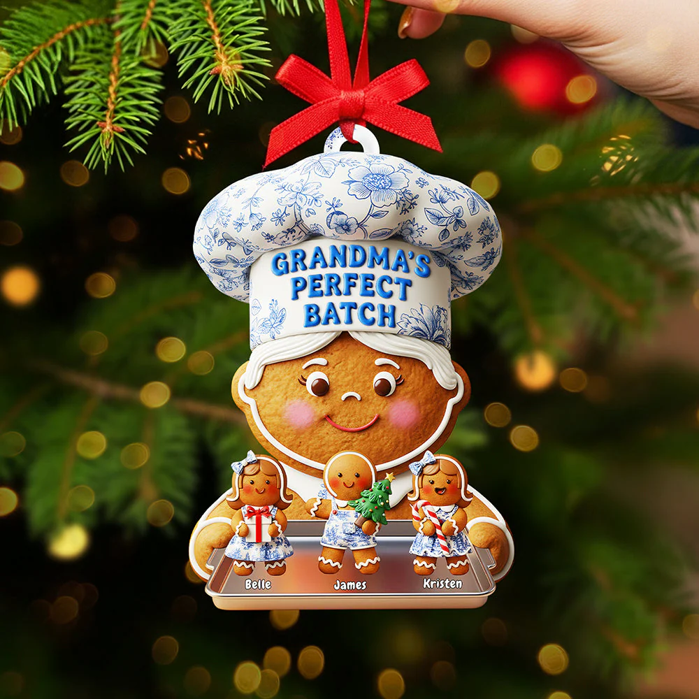 Grandma's Perfect Batch - Personalized Gingerbread Acrylic Ornament - Christmas Gift For Grandma, Mom, Her HH01