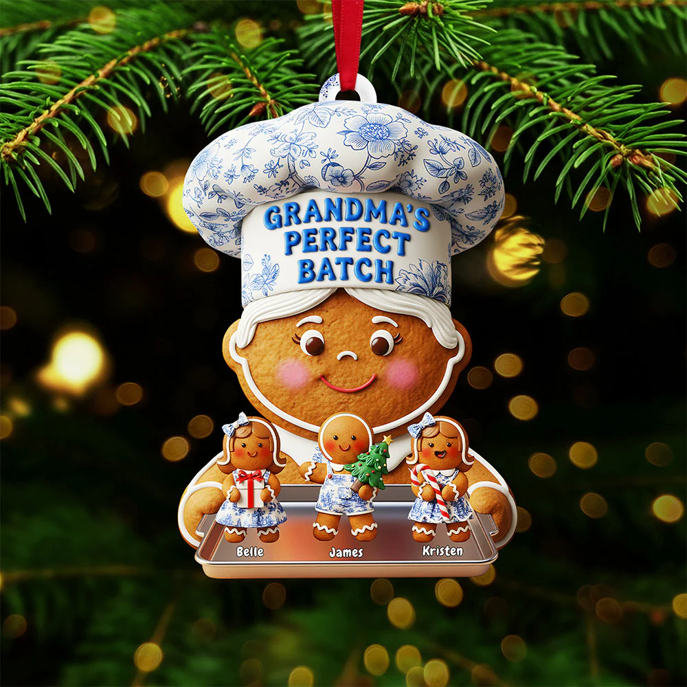 Grandma's Perfect Batch - Personalized Gingerbread Acrylic Ornament - Christmas Gift For Grandma, Mom, Her HH01 - Image 2
