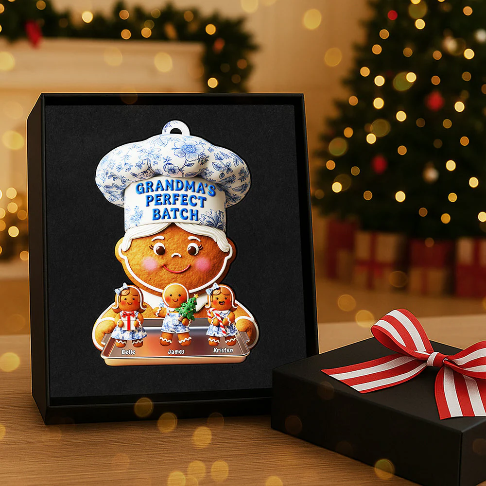 Grandma's Perfect Batch - Personalized Gingerbread Acrylic Ornament - Christmas Gift For Grandma, Mom, Her HH01 - Image 3
