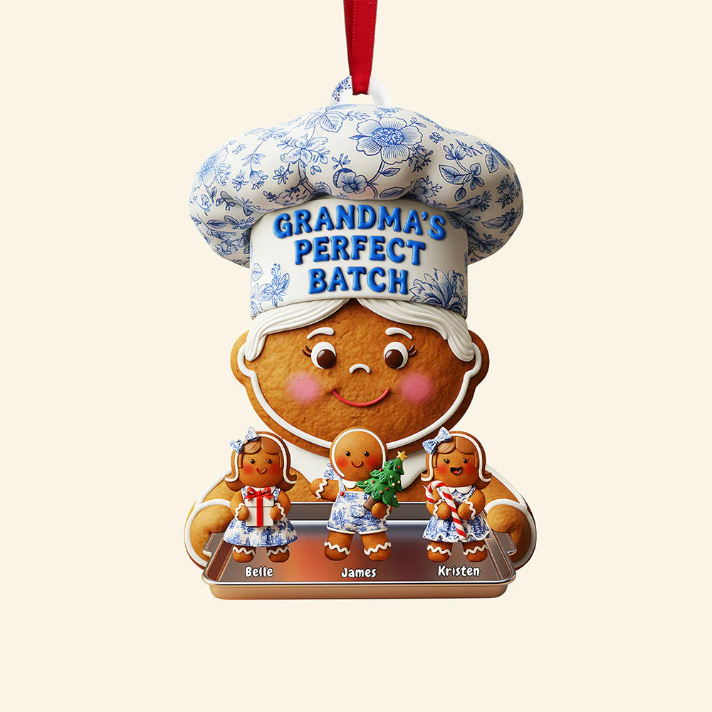 Grandma's Perfect Batch - Personalized Gingerbread Acrylic Ornament - Christmas Gift For Grandma, Mom, Her HH01 - Image 4