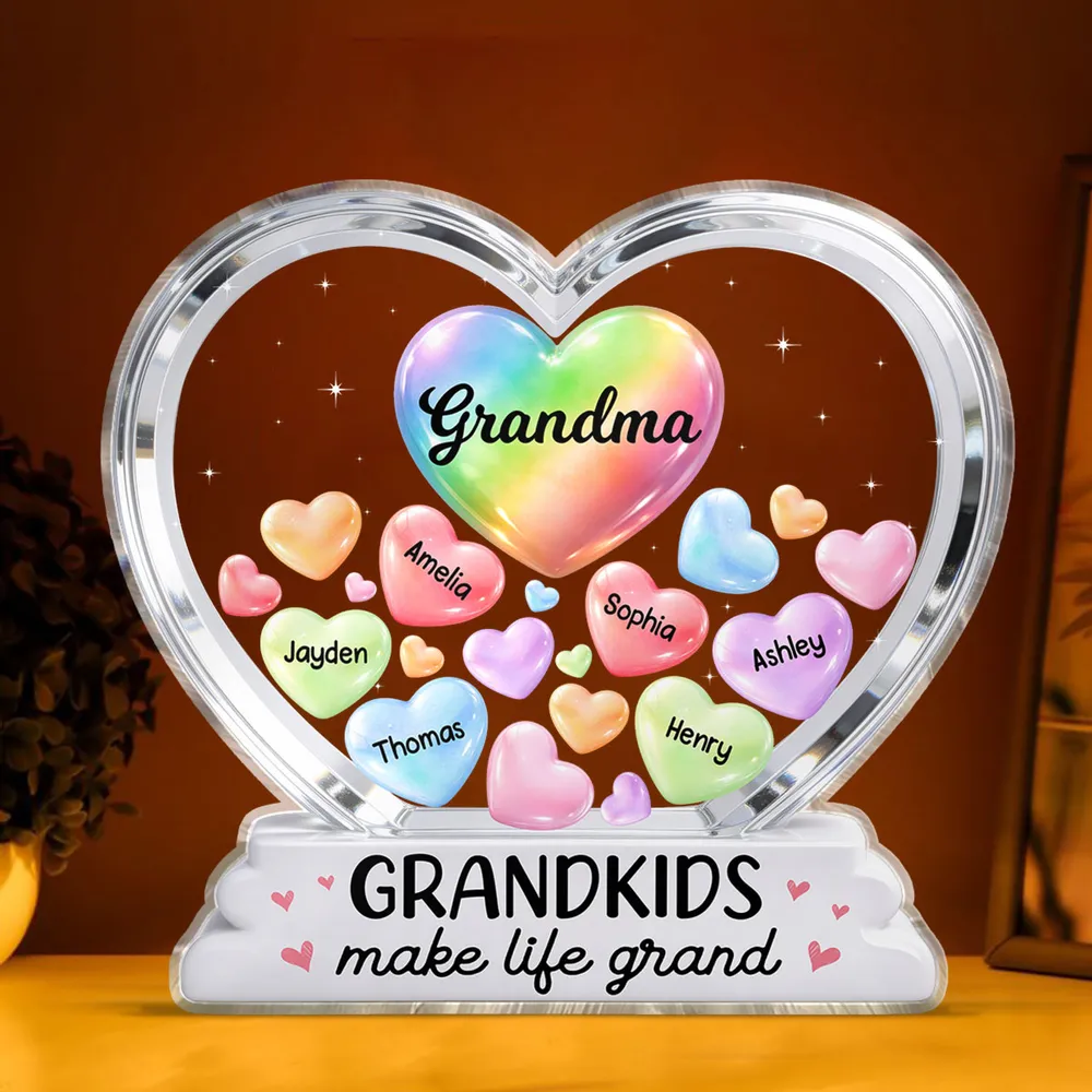 Grandma's Sweethearts In Heart 2D Flat - Personalized Shape Acrylic Plaque - Gift For Mom, Grandma HN02 - Image 6