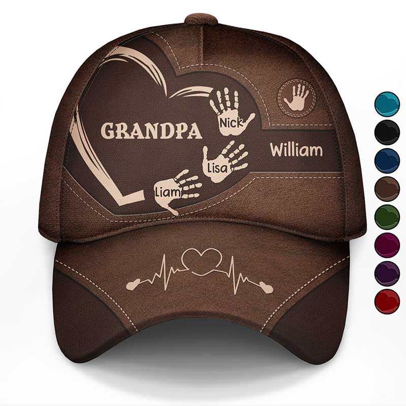 Grandpa Dad Kids Handprints - Personalized Classic Cap - Gift For Dad, Grandpa, Father's Day | NA94