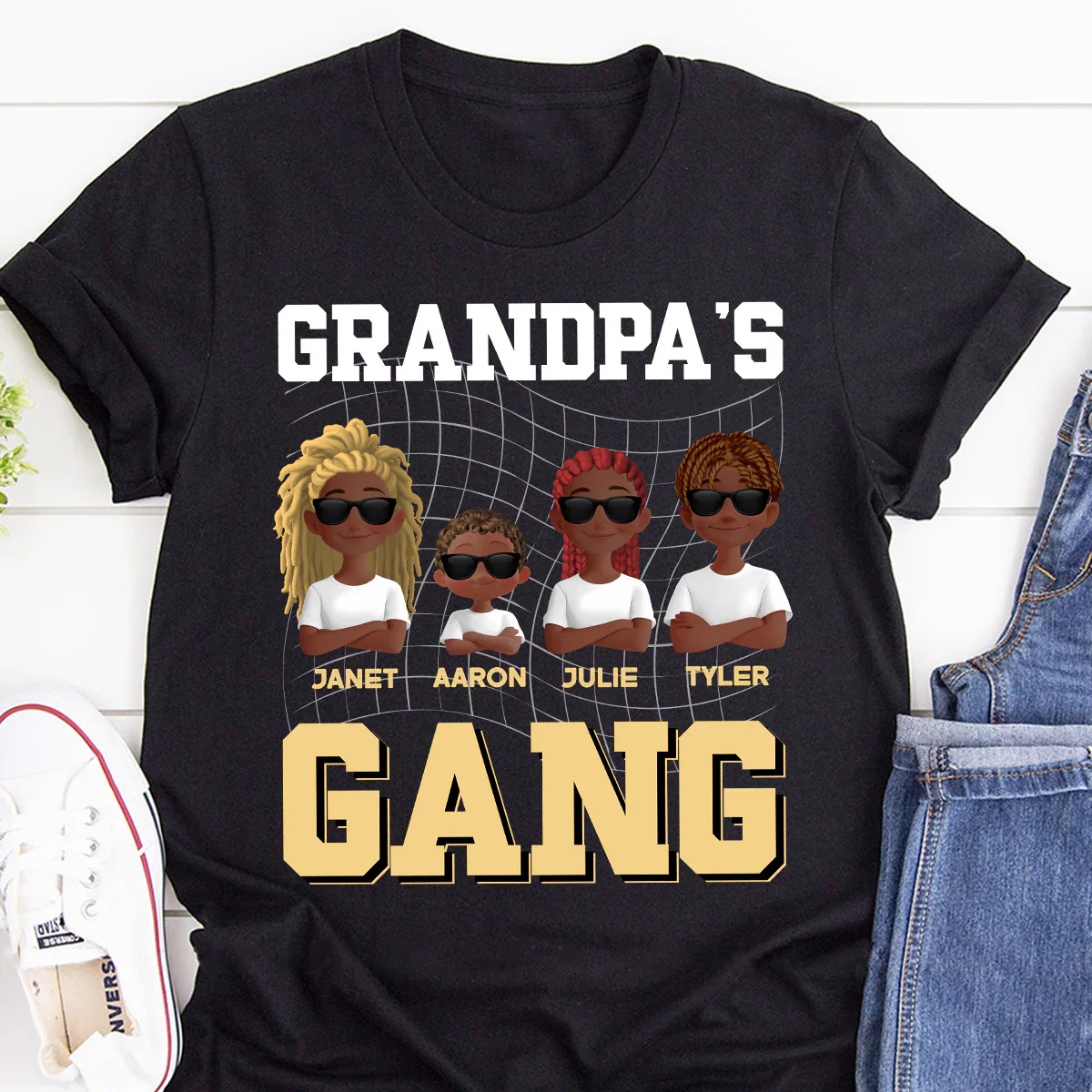 Grandpa’s Gang Shirt With Grandkids’ Names - Custom Funny T-Shirt - Gift For Grandpa, Father's Day | GR29 HD95