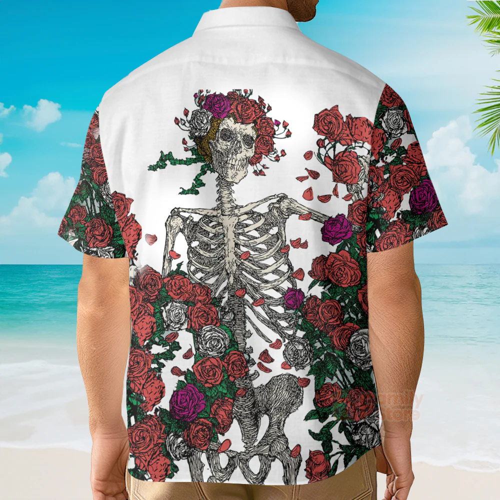 Grateful Dead Skull Hawaiian Shirt - Image 4