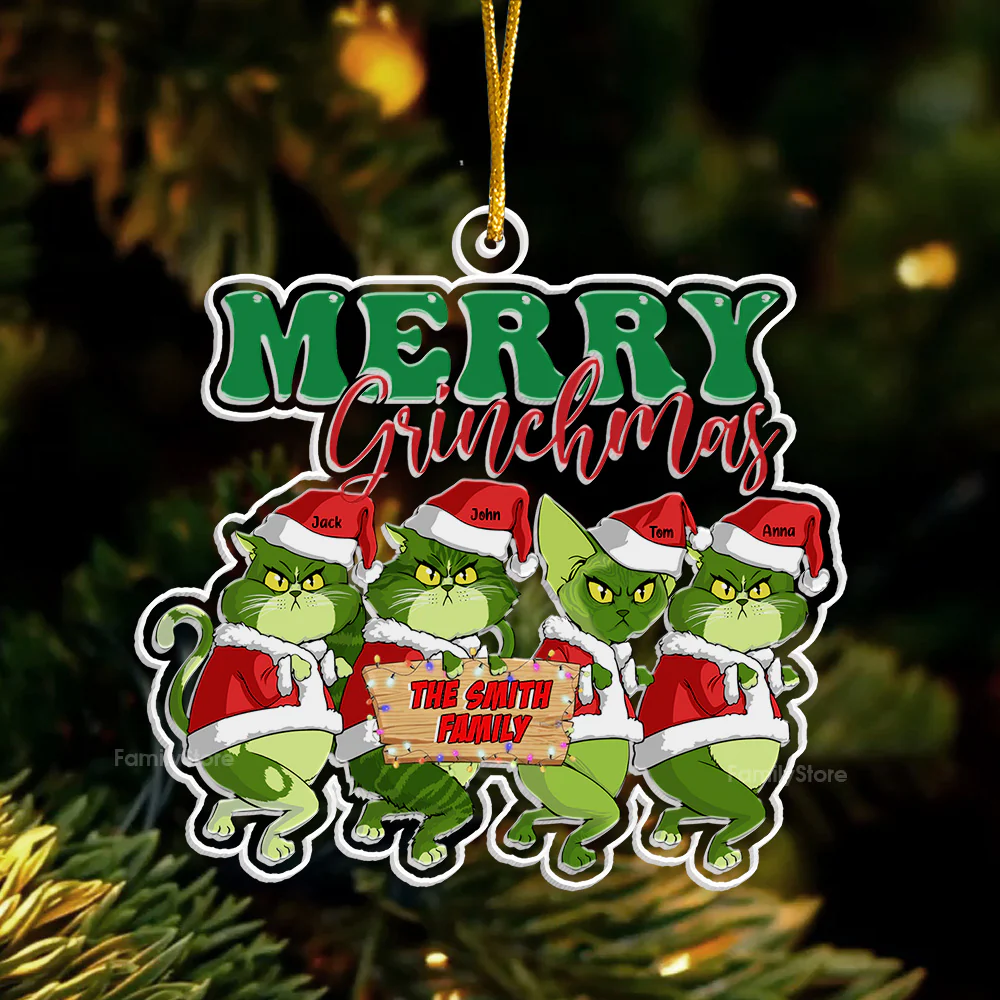 Grinch Green Cats Stolen Christmas - Gift For Cat, Pet Lovers - Personalized Acrylic Ornament - CL16 NA94 - Image 4