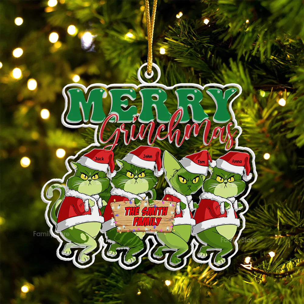 Grinch Green Cats Stolen Christmas - Gift For Cat, Pet Lovers - Personalized Acrylic Ornament - CL16 NA94 - Image 6