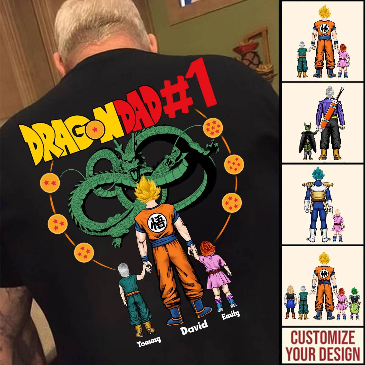 Green Dragon Ball Dad Is In Top Of My Heart - Gift For Father's Day - Personalized TShirt - Image 2