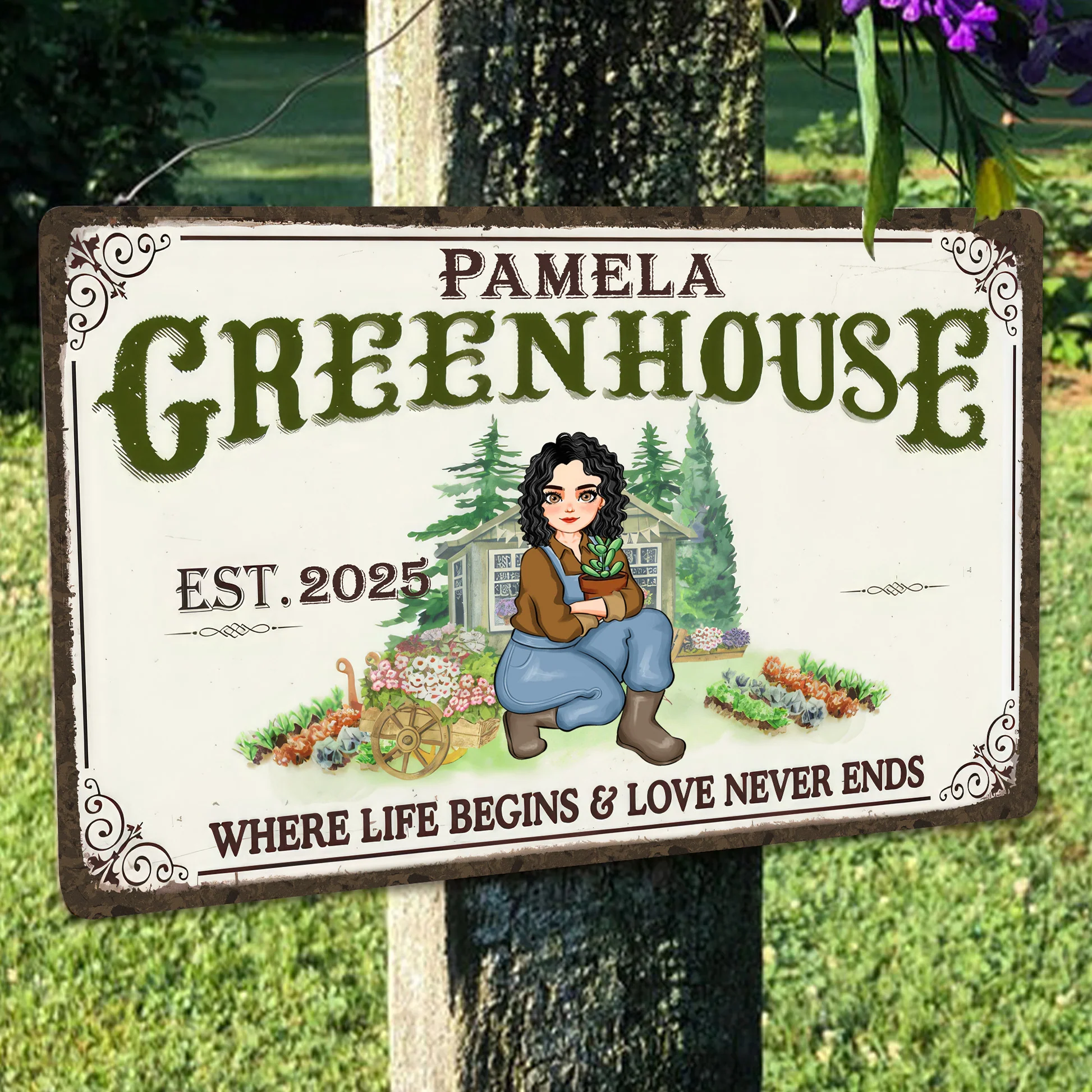 Green House Where Life Begins And Love Never Ends - Personalized Metal Sign - Gift For Gardening Lovers, Gardeners | GR17 NH96 - Image 3