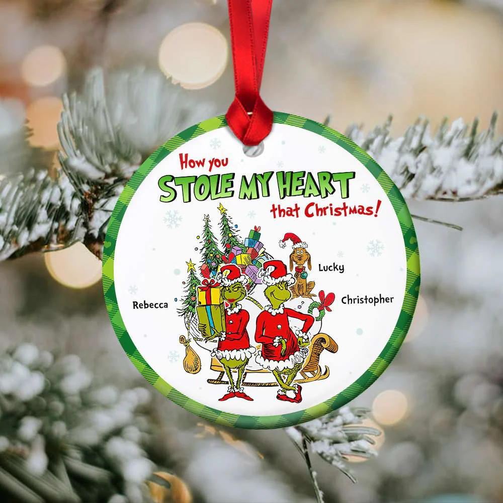 Green Monster How You Stole My Heart That Christmas - Personalized Acrylic Ornament - Gift For Couples NL122 - Image 2