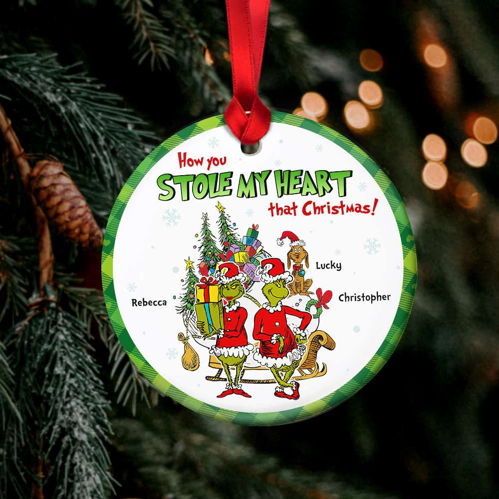 Green Monster How You Stole My Heart That Christmas - Personalized Acrylic Ornament - Gift For Couples NL122 - Image 3
