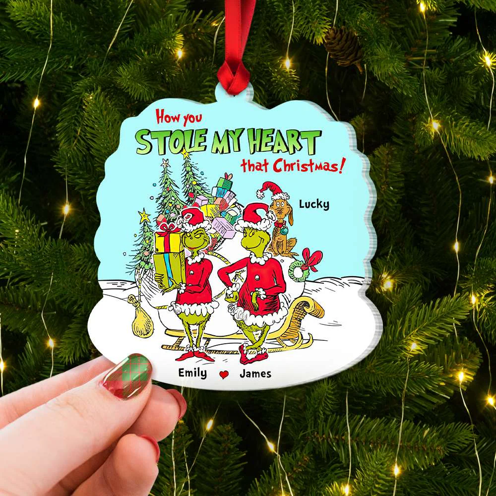Green Monster How You Stole My Heart That Christmas - Personalized Acrylic Ornament - Gift For Couples NL122