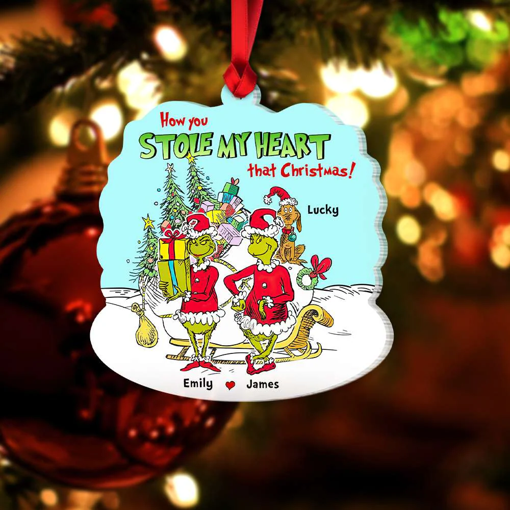 Green Monster How You Stole My Heart That Christmas - Personalized Acrylic Ornament - Gift For Couples NL122 - Image 3