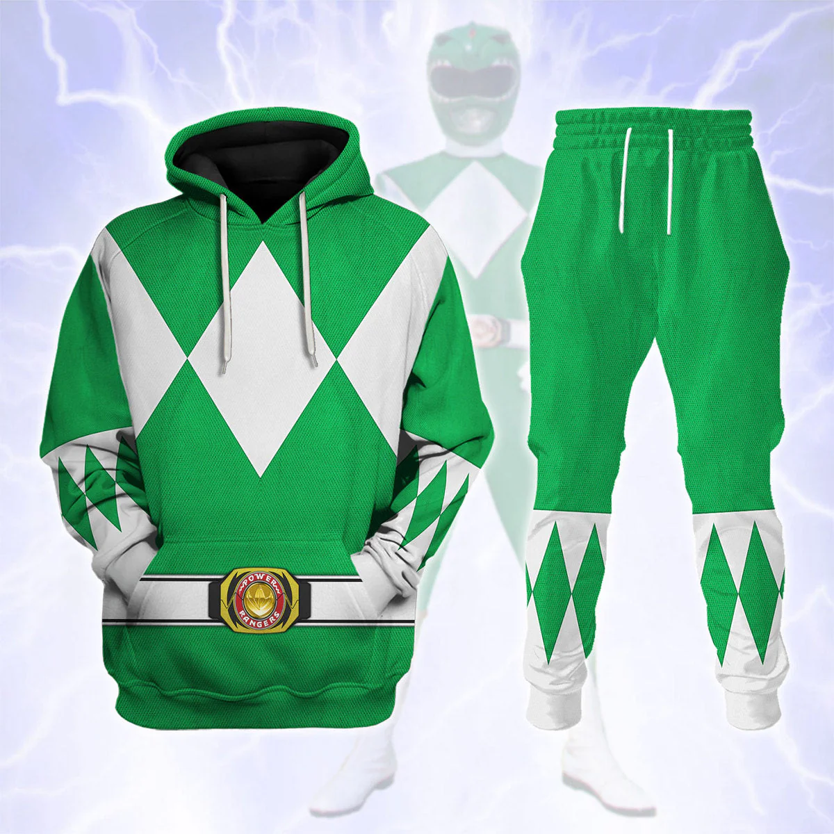 Green Ranger Mighty Morphin The Movie (1995) C1 - Hoodie Set, Sweatshirt, Sweatpants PRHS84