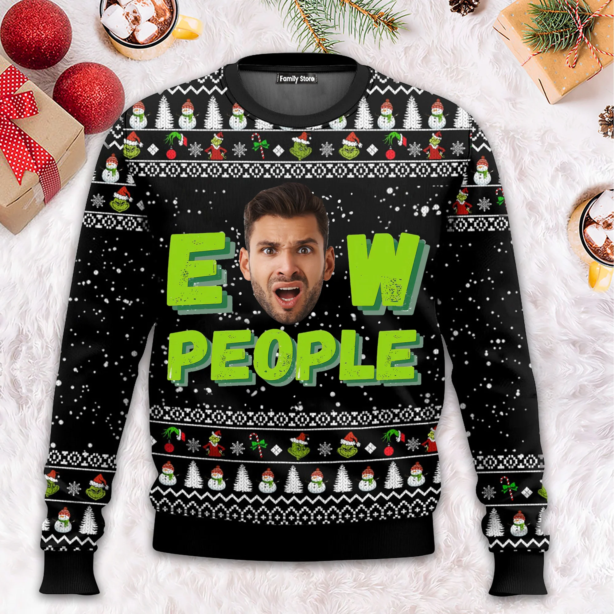 Grinch Eww People - Gift For Family Members, Friends - Personalized Ugly Sweater NA94 - Image 2