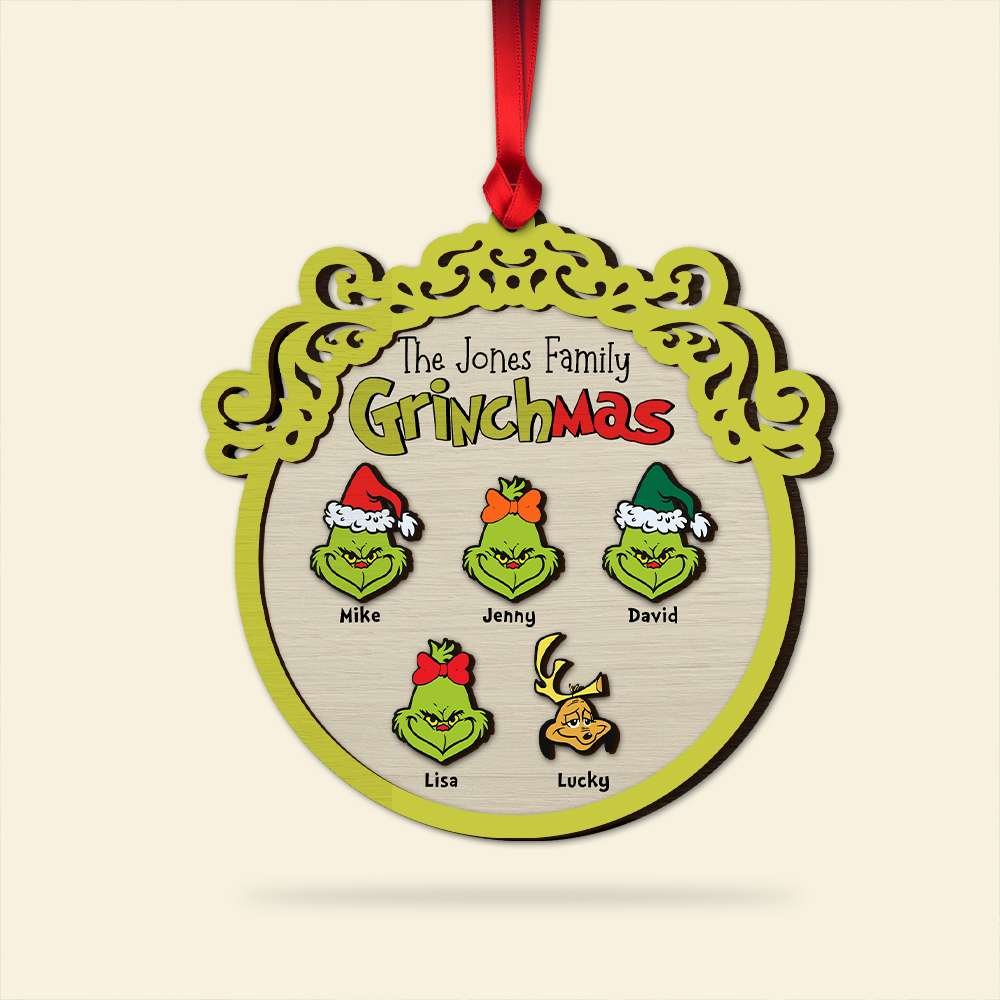 Grinch Family We're Going To Steal Christmas - Gift For Family Members - Personalized Wood Ornament - CL42 NA94 - Image 3