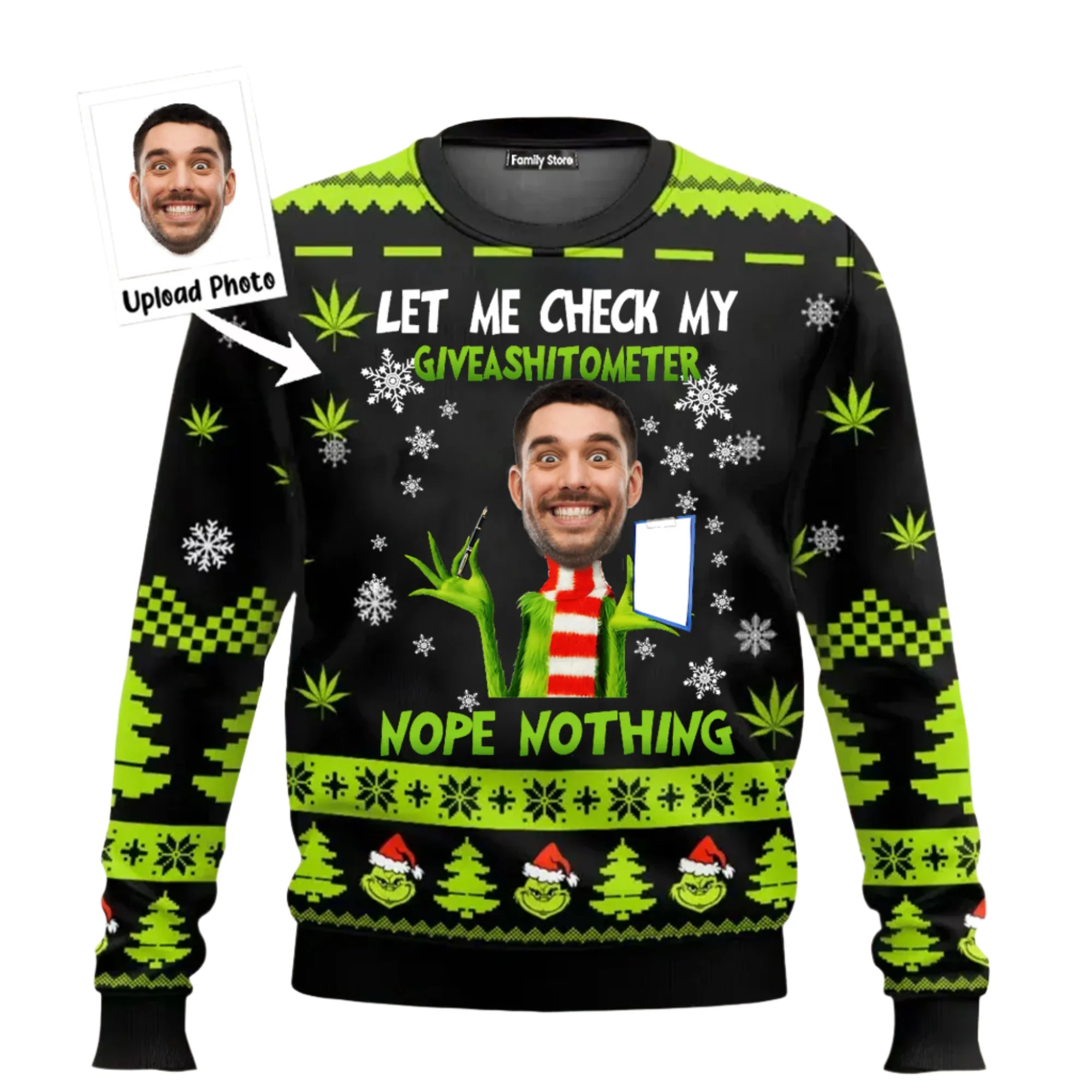 Grinch Let Me Check My Note Oops Nothing - Funny Gift for Men, Women - Personalized Ugly Sweater NA94