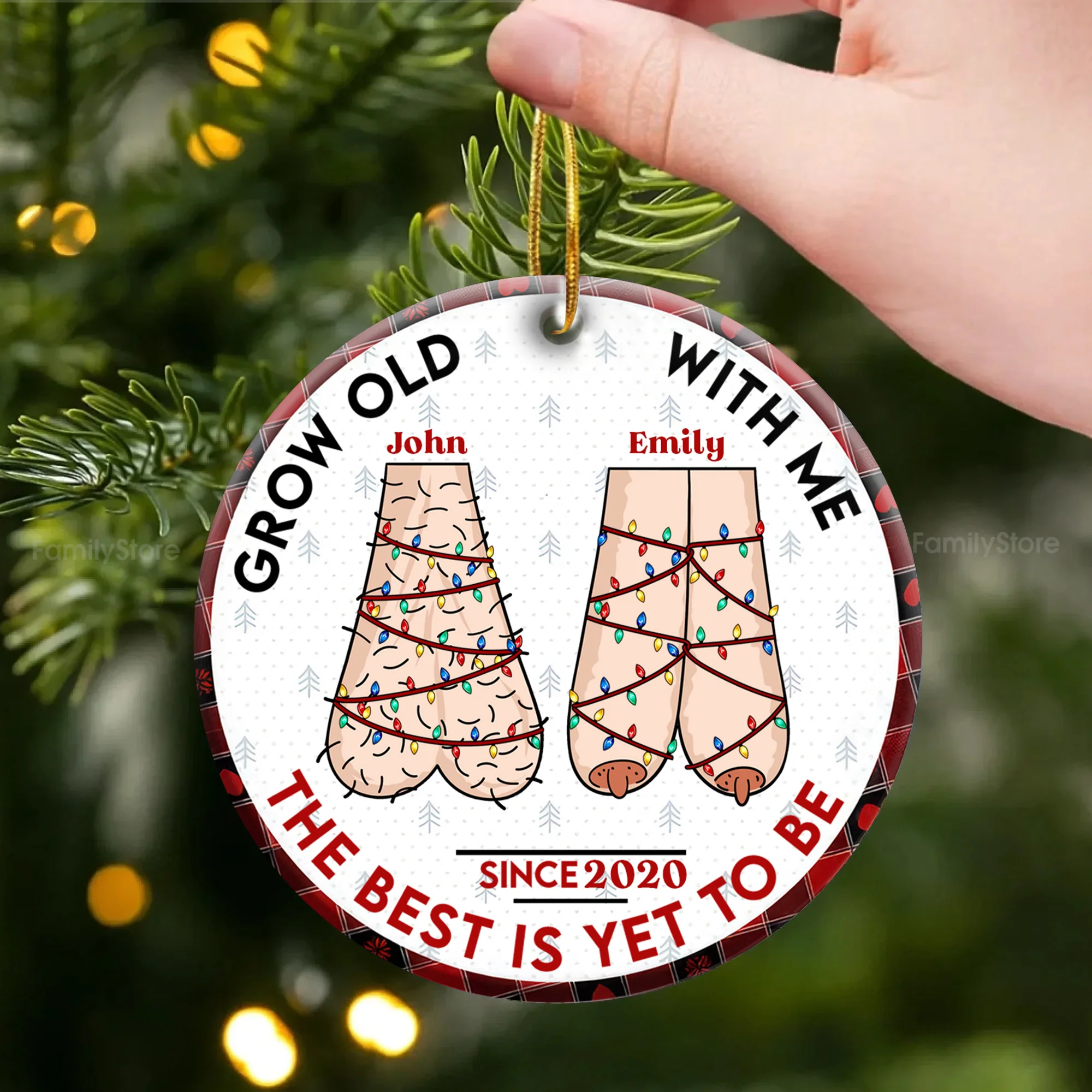 Grow Old With Me The Best Is Yet To Be - Personalized Ceramic Ornament - Gift For Couple | CL36 NL122 - Image 4